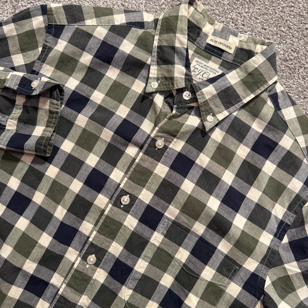 J Crew Shirt Mens S Buffalo Check Organic Cotton Slim Untucked Fit vy League
